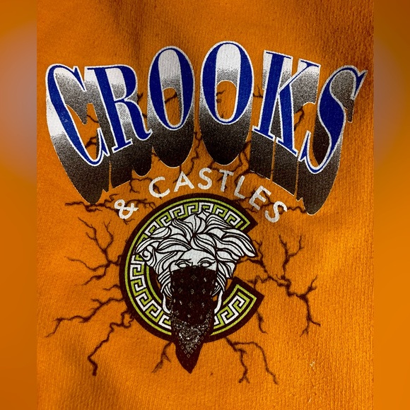 Crooks & Castles Men’s Orange Sweat Shorts size Large - Picture 2 of 4